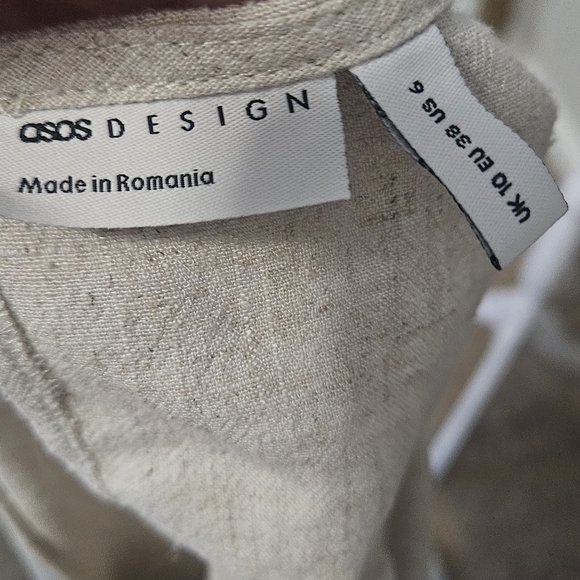 ASOS DESIGN linen look tee with open back in natural. Size US 6. NWT - Picture 2 of 15